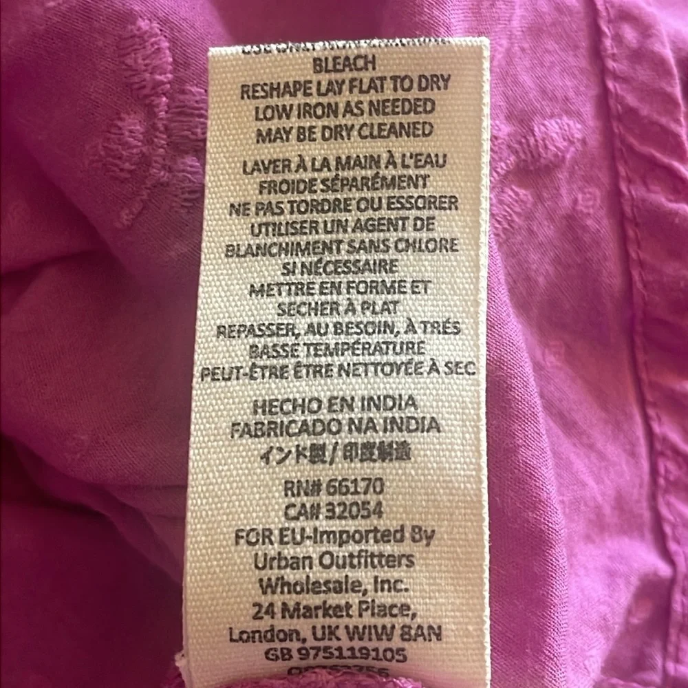 26098 Free People Drive You Mad Blouse Sz Small Boho Tie Sleeves Neon Orchid EUC - Picture 9 of 11